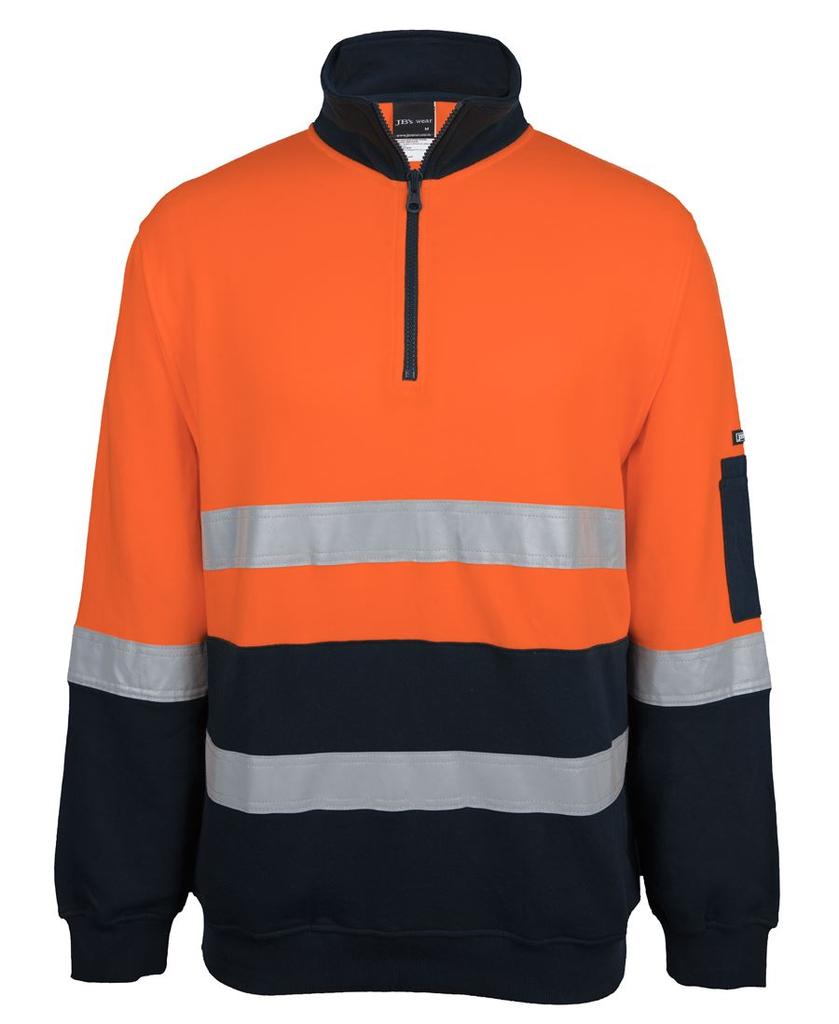 [6DVFMONA1] 6DVFM - JBs Hv 310 (D+N) Cotton 1/2 Zip Fleece (2XS, Orange/Navy)