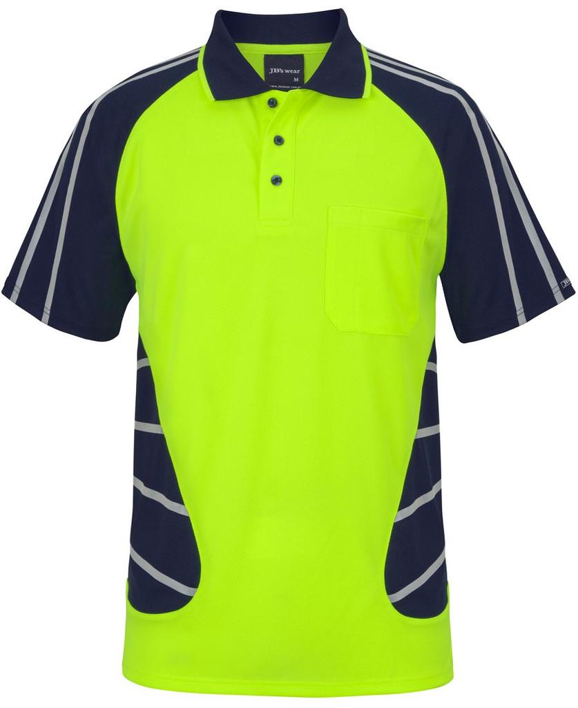[6HSSRENA1] 6HSSR - JBs Street Spider Polo W/ Reflective Stripe (2XS, Lime/Navy)