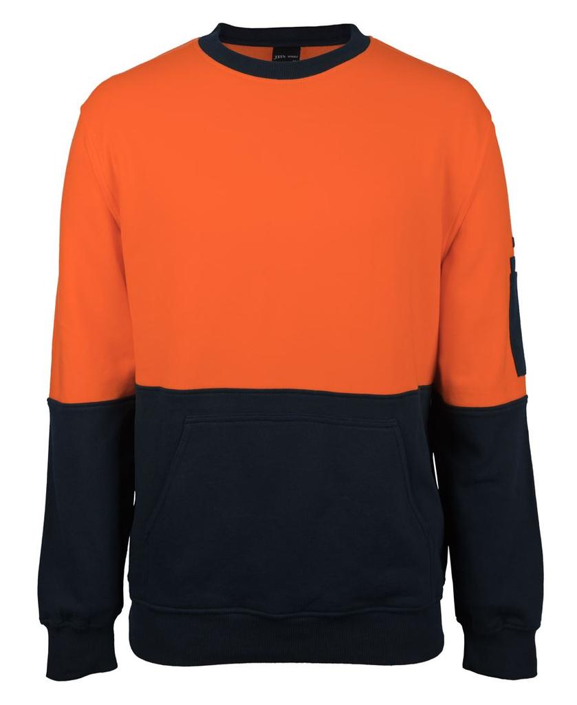 [6HVCMONA1] 6HVCM - JBs Hv 310 Cotton Crew Neck Fleece (2XS, Orange/Navy)