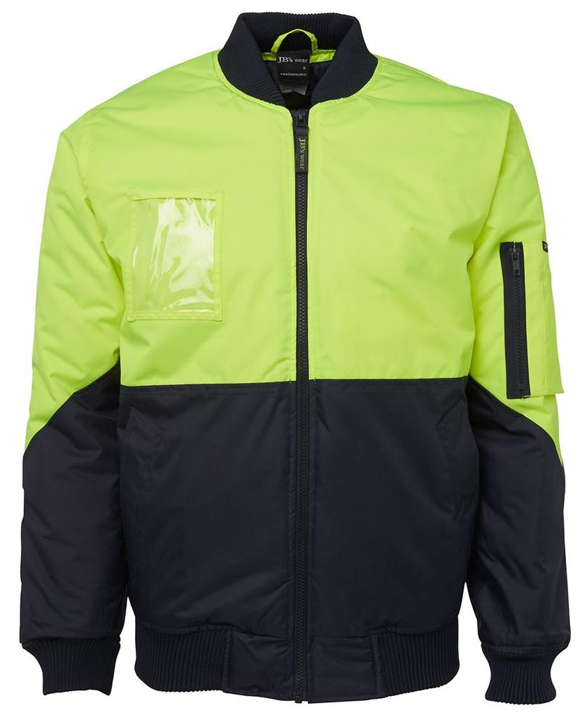 [6HVFJEN8] 6HVFJ - JBs Hi Vis Flying Jacket (2XS, Lime/Navy)