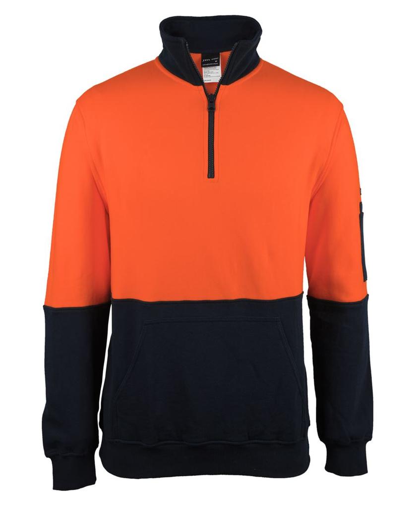 [6HVFMONA1] 6HVFM - JBs Hv 310 Cotton 1/2 Zip Fleece (2XS, Orange/Navy)