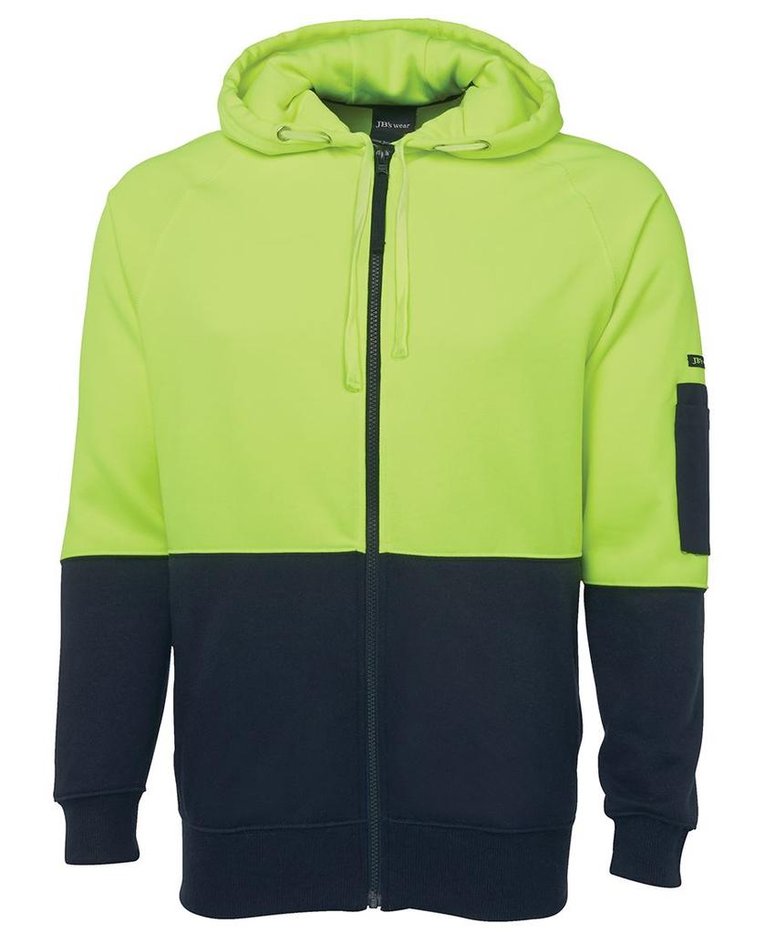 [6HVHENA1] 6HVH - JBs Hv Full Zip Fleecy Hoodie (2XS, Lime/Navy)