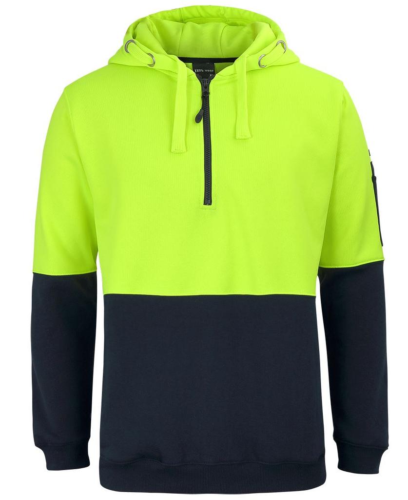 [6HVHZEN12] 6HVHZ - JBs Hv 1/2 Zip Fleecy Hoodie (2XS, Lime/Navy)