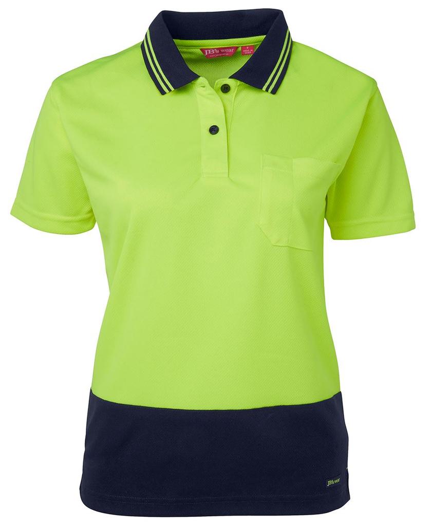 [6LHCPEN06] 6LHCP - JBs Ladies Hv S/S Comfort Polo (6, Lime/Navy)
