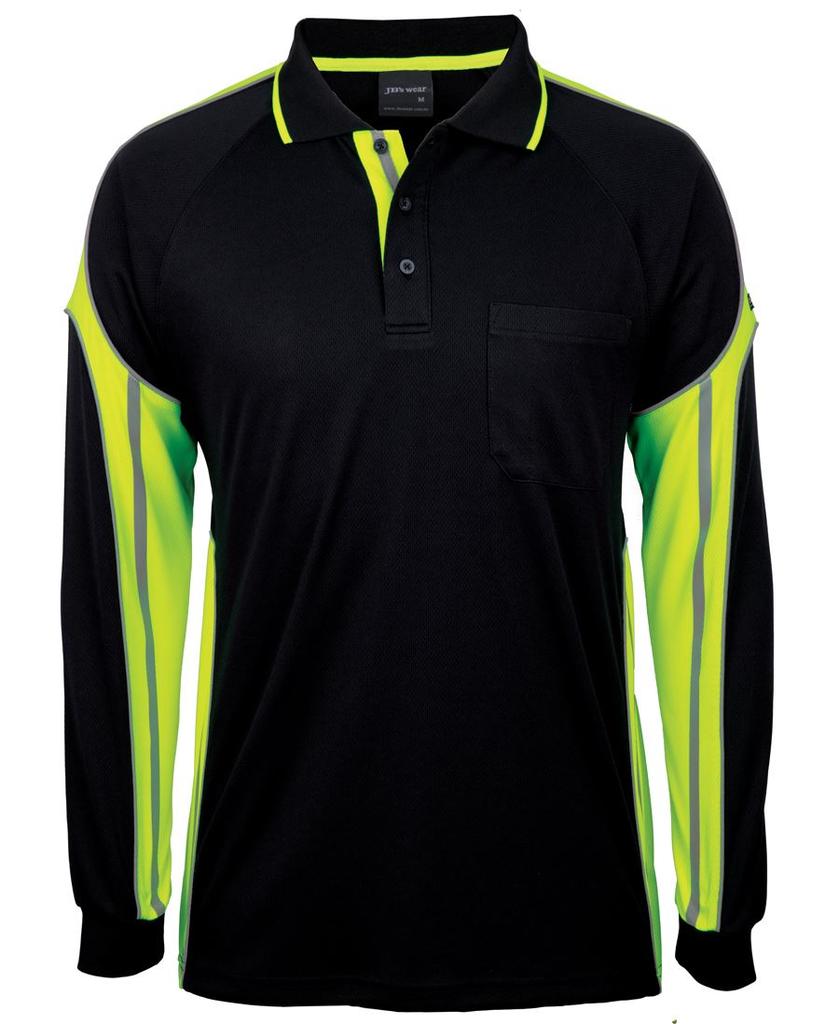 [6SPPLBEA1] 6SPPL - JBs L/S Street Panel Polo (2XS, Black/Lime)