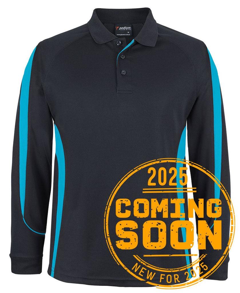 [7BELLBDA0] 7BELL - Pdm L/S Bell Polo (3XS, Black/Aqua)