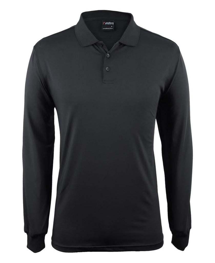 [7STLBXA0] 7STL - Podium L/S Stretch Polo (3XS, Black)