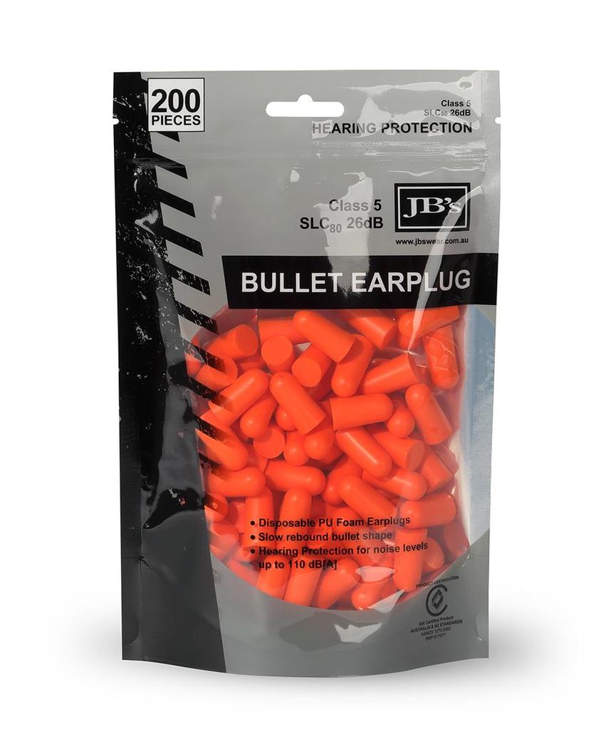 8P045 - JBs Bullet Shaped Earplug (200 Pieces)