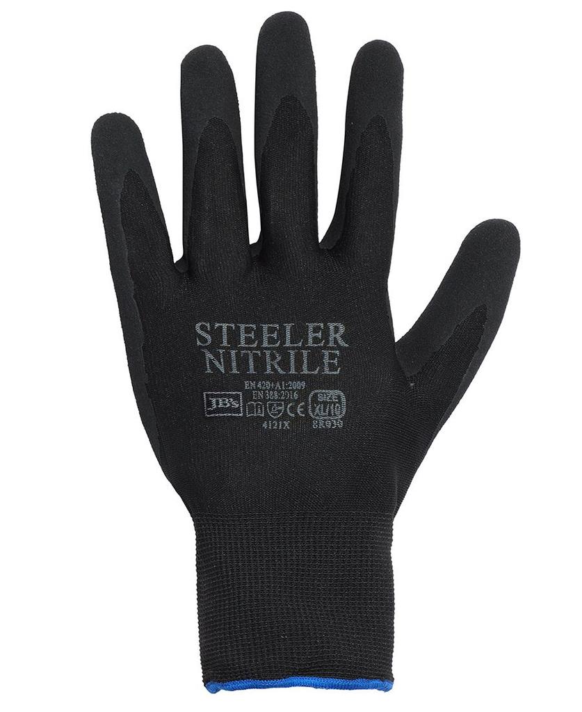 [8R030BBAX] 8R030 - JBs Steeler Sandy Nitrile Glove (12Pk) Black/Black-S - 07 (S)