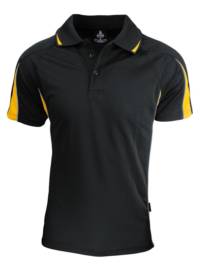 [130402062] 1304 - MENS EUREKA POLO (S, Black/Gold)
