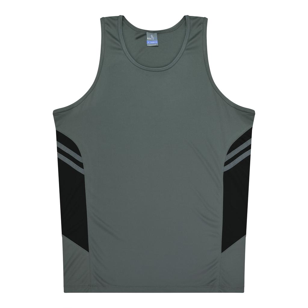 [111133022] 1111 - MENS TASMAN SINGLET (S, Ashe/Black)