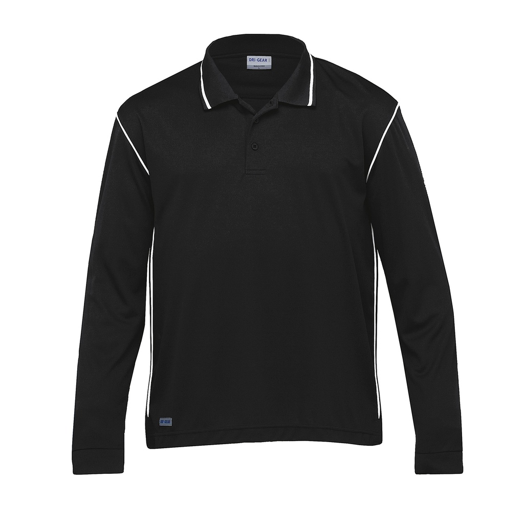 [DGLHP-BLACK-WHITE-XS] DGLHP - Dri Gear Long Sleeve Hype Polo (XS, Black/White)