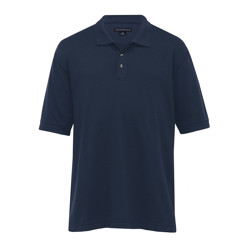 [JO-NAVY-S] JO - Jacquard Ottoman Balmoral Polo - Mens (S, Navy)