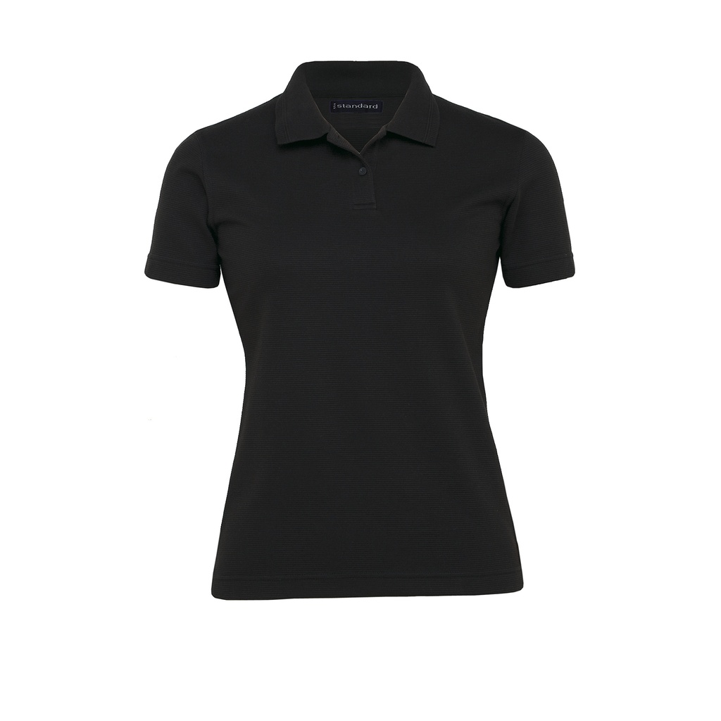 [WJO-BLACK-8] WJO - Jacquard Ottoman Balmoral Polo - Womens (8, Black)