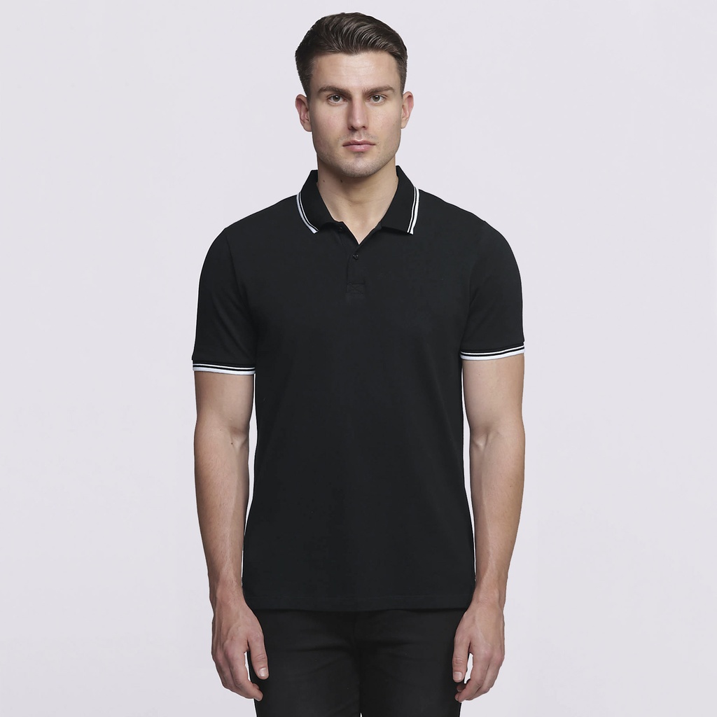 [SISP-BLACK-WHITE-S] SISP - smpli Mens Stanton Polo (S, Black/White)