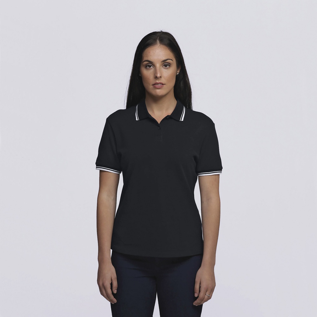 [WSISP-BLACK-WHITE-8] WSISP - smpli Womens Stanton Polo (8, Black/White)