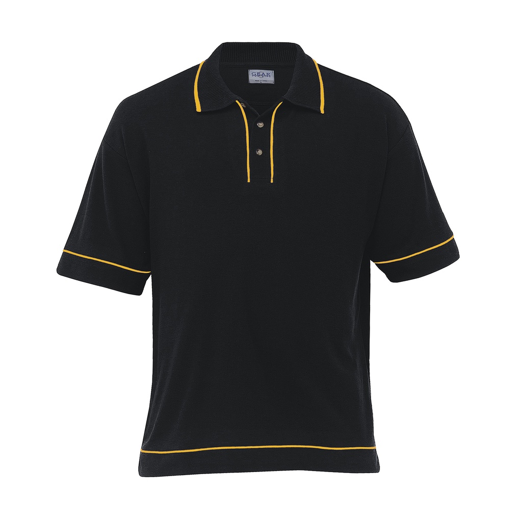 [ORWP-BLACK-GOLD-S] ORWP - Retro Waffle Polo - Mens (S, Black/Gold)