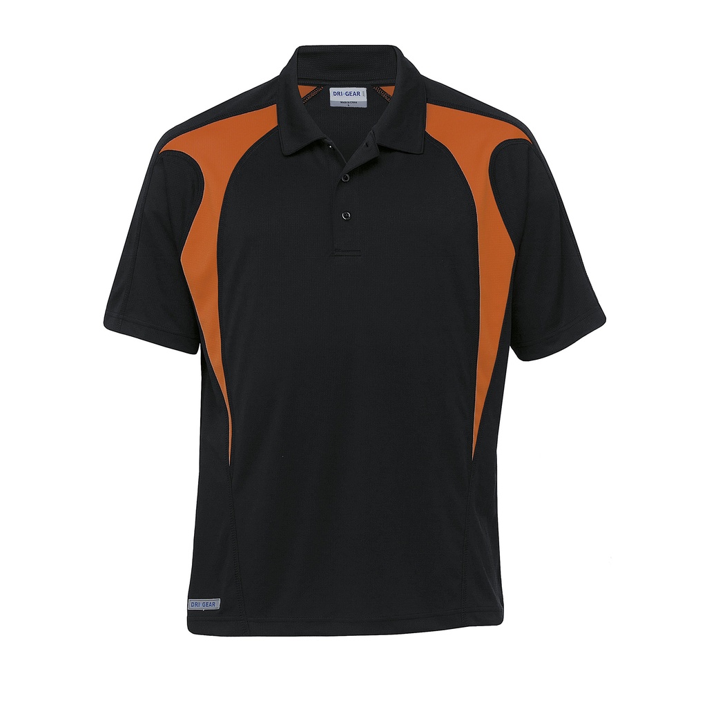 [ODGSP(I)-BLACK-PUMPKIN-XS] ODGSP(I) - Dri Gear Spliced Zenith Impact Polo (XS, Black/Pumpkin)