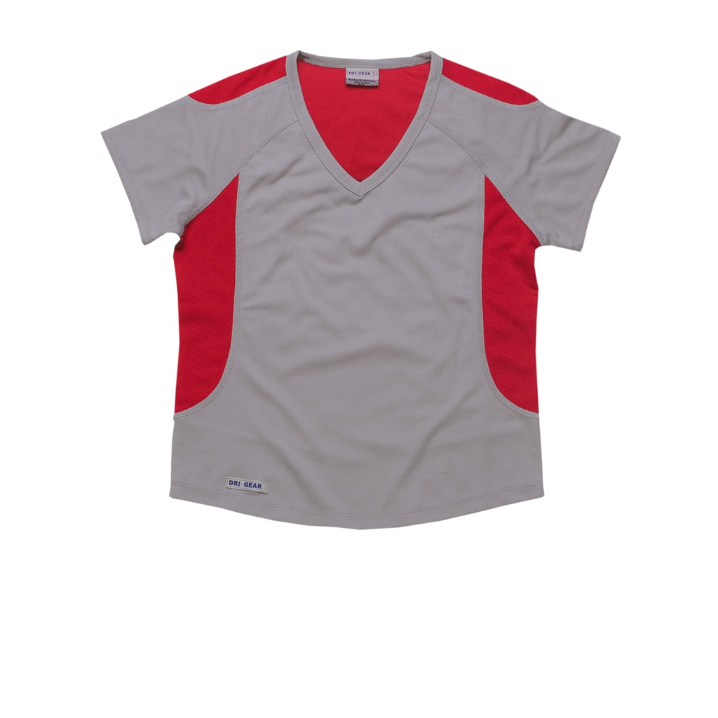 [OWDGAT-ALUMINIUM-RED-8] OWDGAT - Dri Gear Adventure Tee – Womens (8, Aluminium/Red)