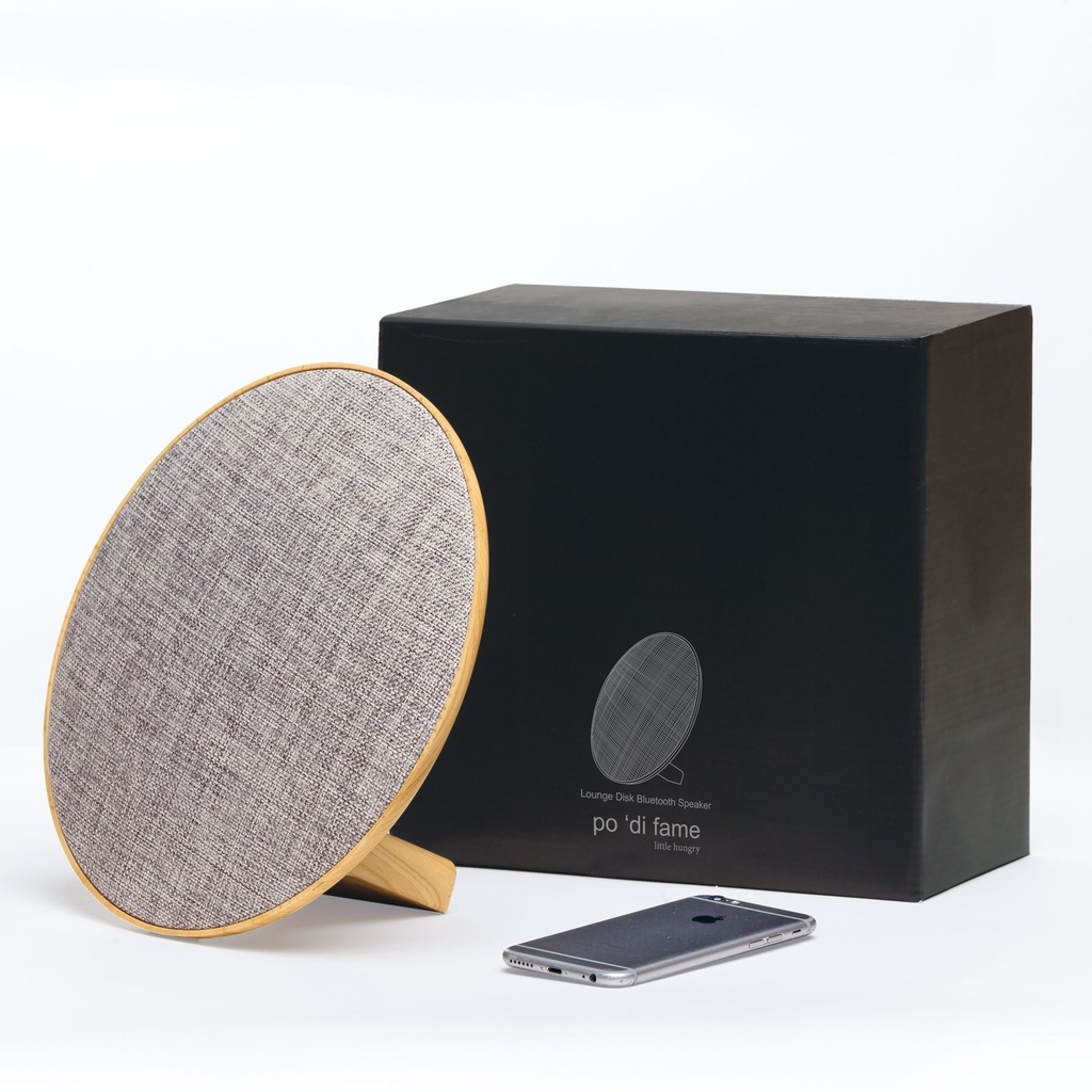 [POLDBS-WOOD GRAIN / BEIGE HEATHER-STANDARD] POLDBS - Lounge Disc Bluetooth Speaker