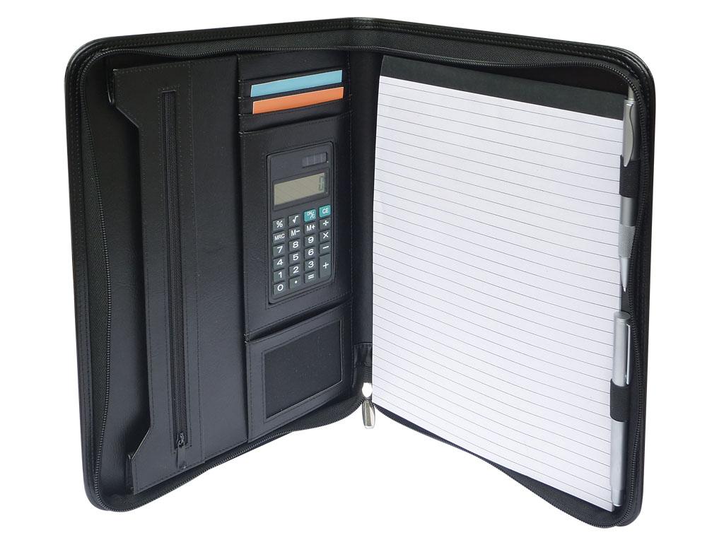 [1117-BL] Windsor A4 Zip Compendium with Calculator - 1117