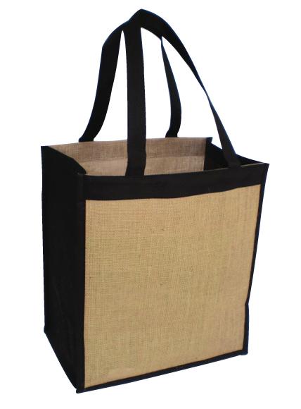 [1185-NL.BL] Ecowise Jute Tote - 1185 (Natural,Black)