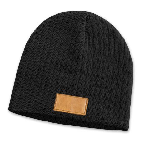 [115305] Nebraska Cable Knit Beanie with Patch - 115656 (Black)