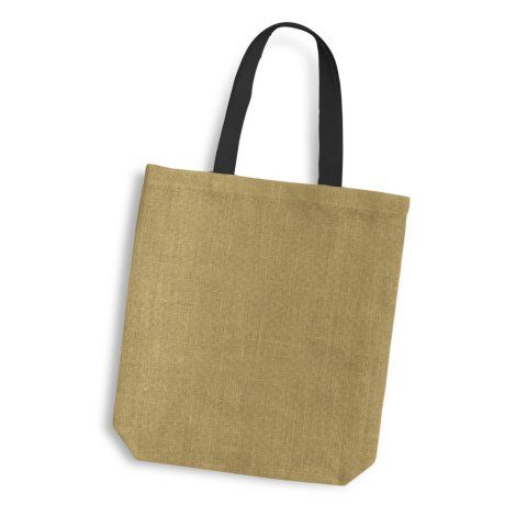 [120438] Thera Jute Tote Bag - Coloured Handles - 120518 (Black)