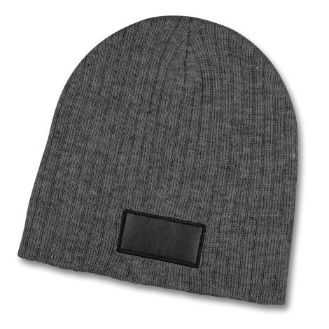 [120958] Nebraska Heather Cable Knit Beanie With Patch - 120950 (Grey)