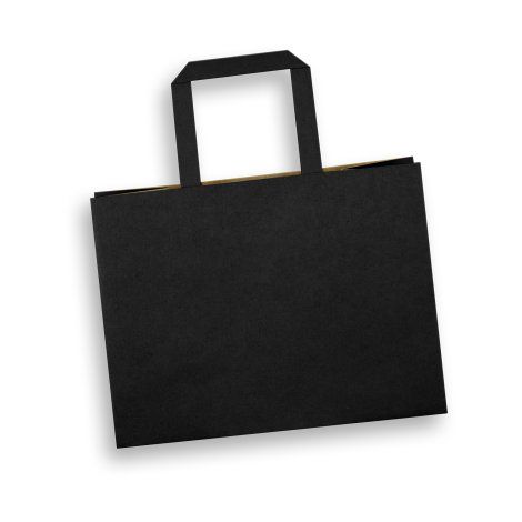 [125527] Medium Flat Handle Paper Bag Landscape - 125940 (Black)