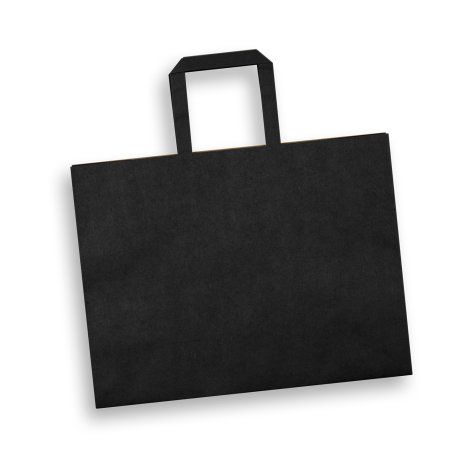 [125530] Large Flat Handle Paper Bag Landscape - 125941 (Black)