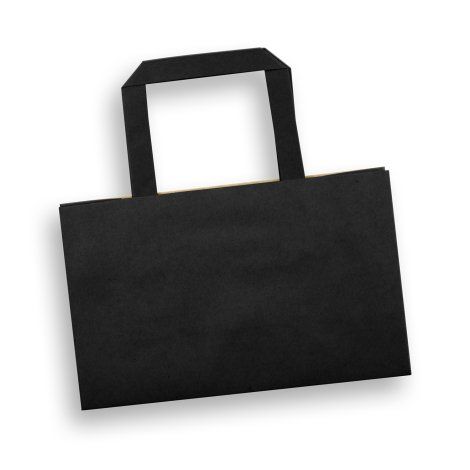 [127359] Small Flat Handle Paper Bag Landscape - 127365 (Black)
