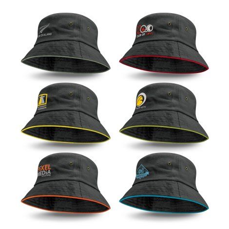 [115487] Bondi Bucket Hat - Coloured Sandwich Trim - 115741 (S, Bright Green)