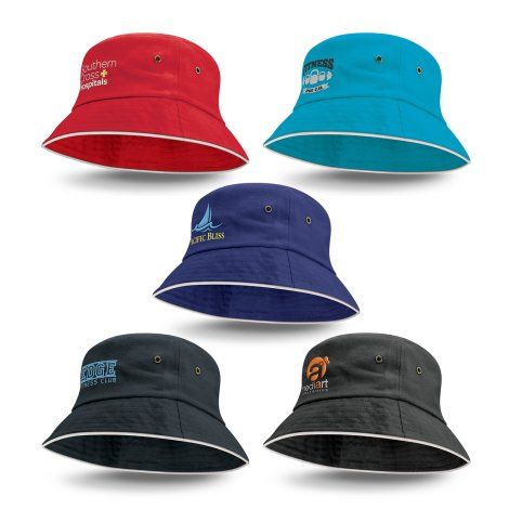 [115451] Bondi Bucket Hat - White Sandwich Trim - 115740 (S, Black)