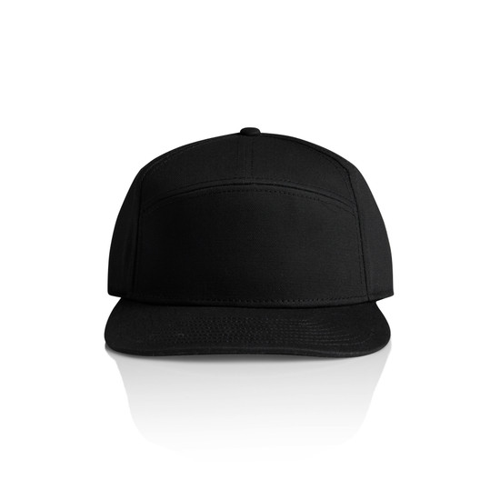 [1184-BLACK-P-OS] Stock 7-Panel Cap - 1184 (Black)