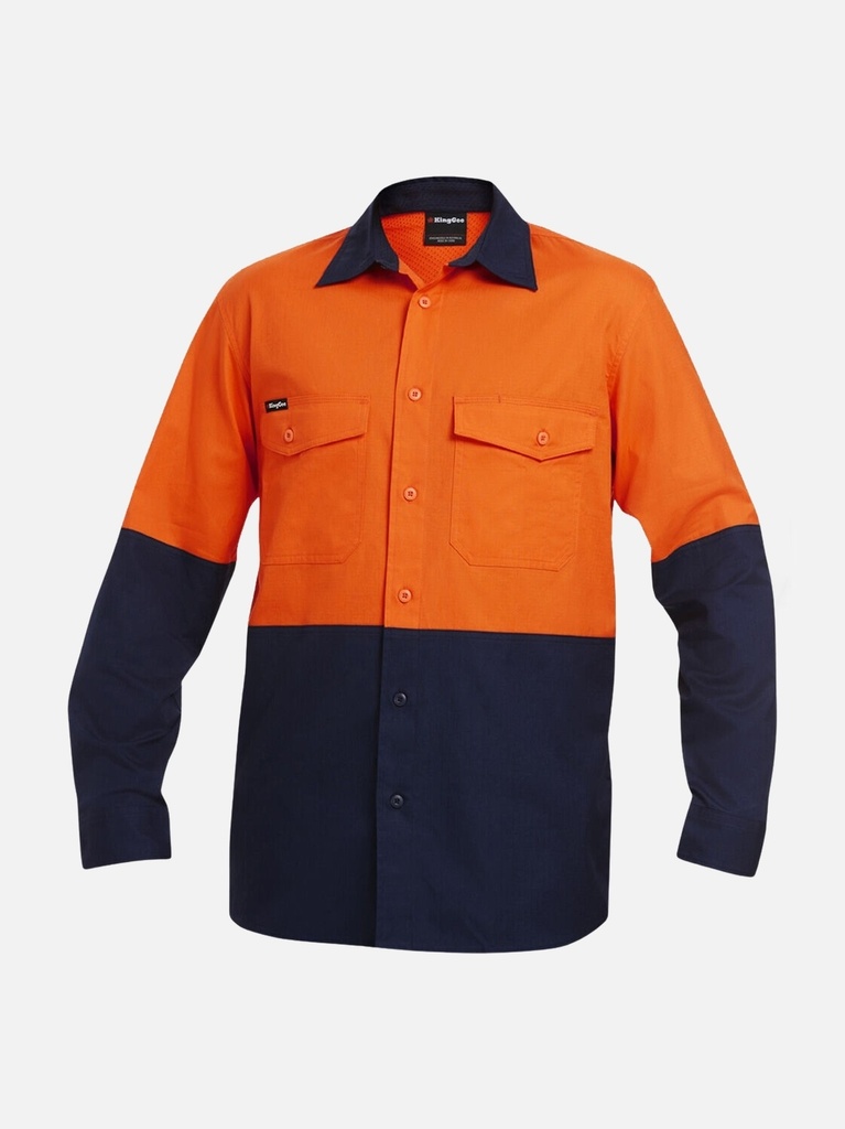 K54870 - Hi-Vis Two Tone Long Sleeve Drill Work Shirt