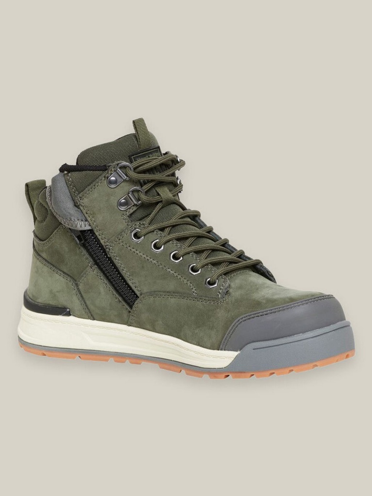 Y60203 - 3056 Lace Up/Side ZipSteel Toe Sfty Boot - Olive