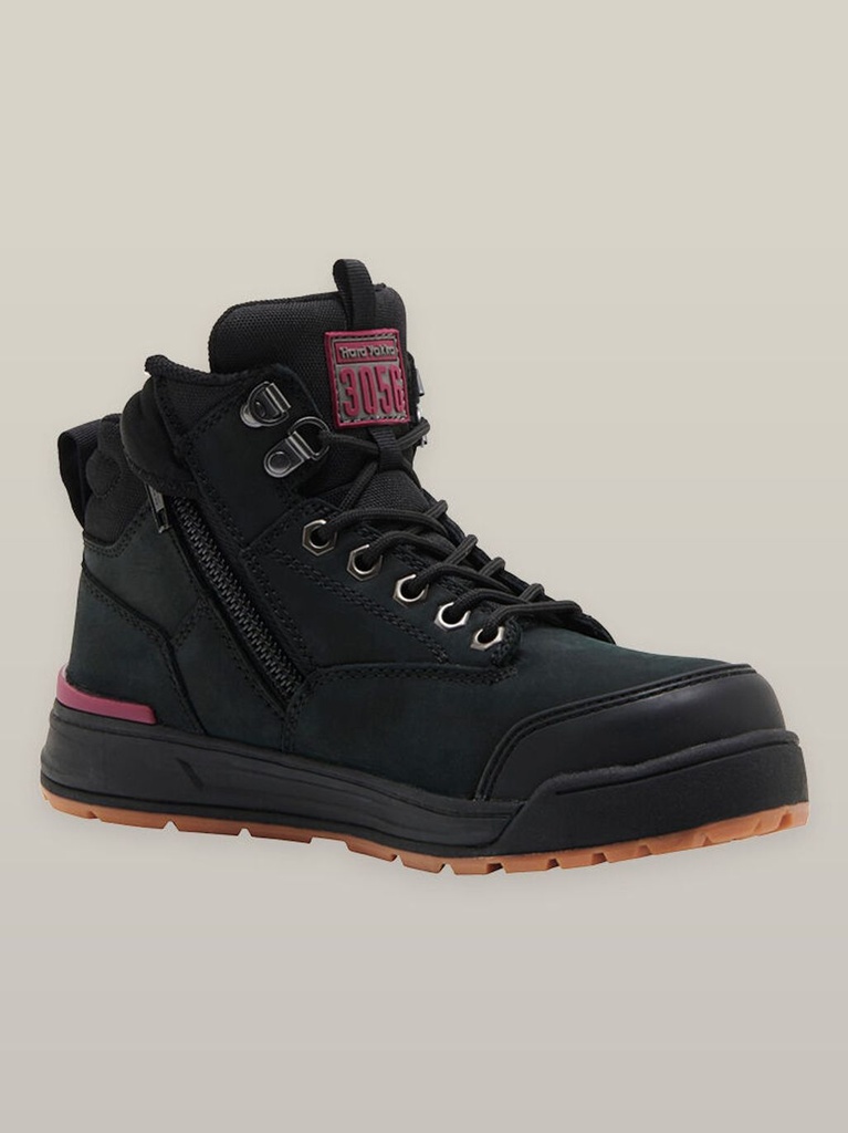Y60245 - Women's 3056 Lace Up/Side Zip Sfty Boot - Black