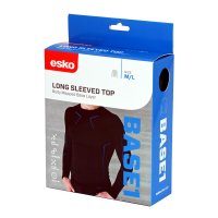 SEAMLESS LONG SLEEVED, ROUND NECK THERMAL TOP. BLACK / BLUE