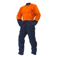 OVERALL LS, 300GSM COTTON, ORANGE/NAVY DO-SIZE