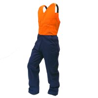OVERALL ACTION BIB, POLY/COTTON, ORANGE/NAVY-SIZE