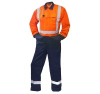 FR OVERALL, 240 GSM.88/12 11 CAL, ORANGE/NAVY D/N-SIZE