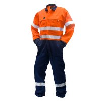 FR OVERALL, 240 GSM.88/12 11 CAL, ORAN/NAVY D/N AU-SIZE