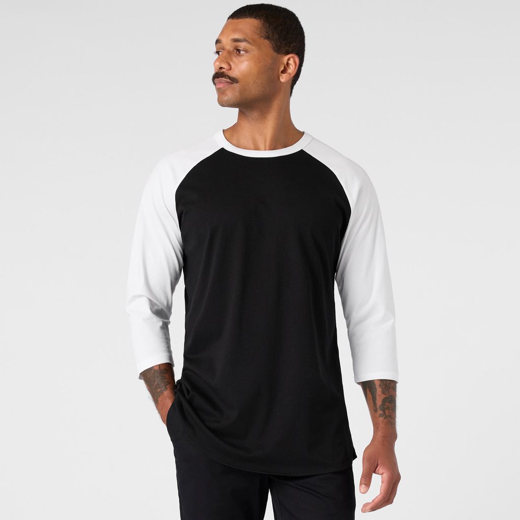 [5012-BL/WH-F-XS] Raglan Tee - 5012 (XS, Black/White)