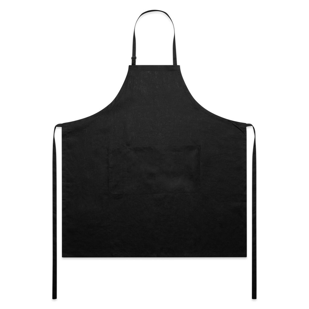 [1086-BLACK-P-OS] Linen Apron - 1086 (Black)