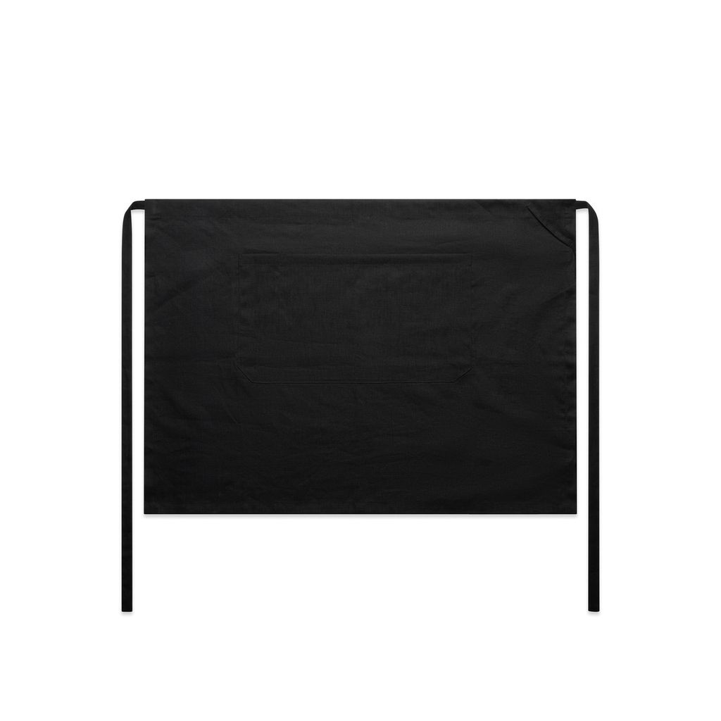 [1087-BLACK-P-OS] Linen Half Apron - 1087 (Black)