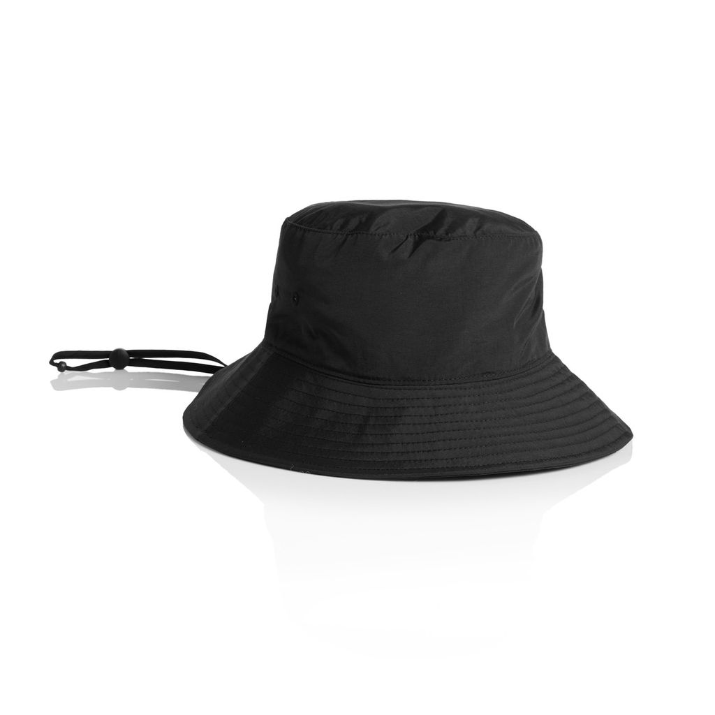 [1174-BLACK-P-OS] Nylon Wide Brim Bucket Hat - 1174 (Black)