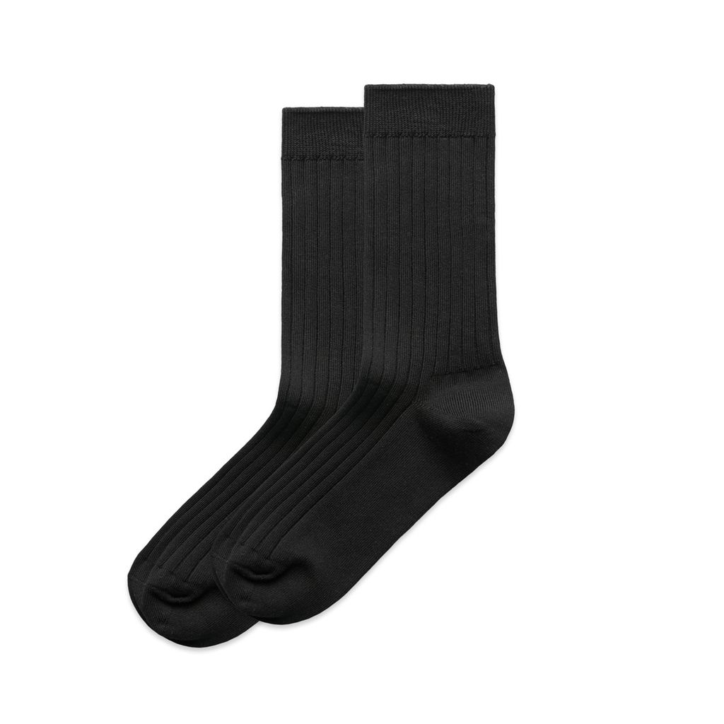 [1203-BLACK-P-OS] Wo's Rib Socks (2 Pairs) - 1203 (Black)