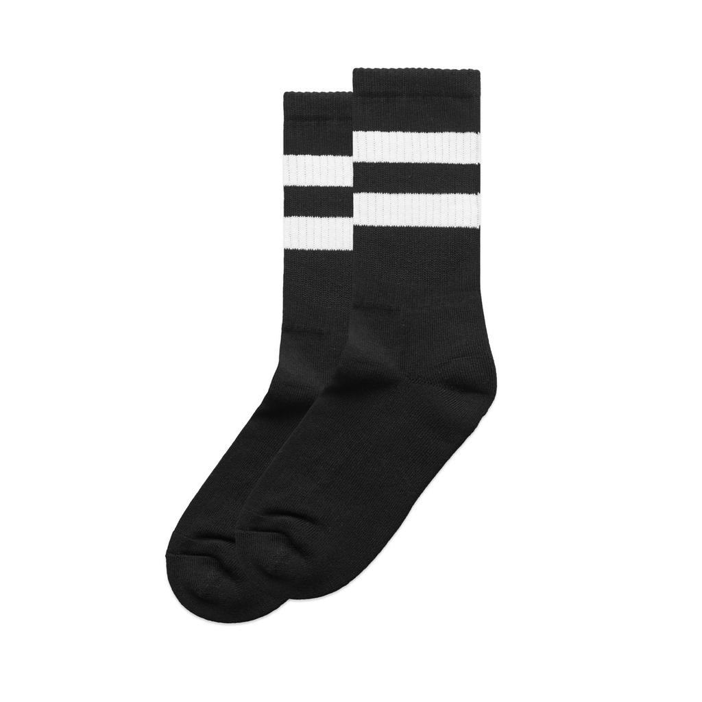 [1210-BL/WH-4-8] Relax Stripe Socks (2 Pairs) - 1210 (4-8 US, Black/White)