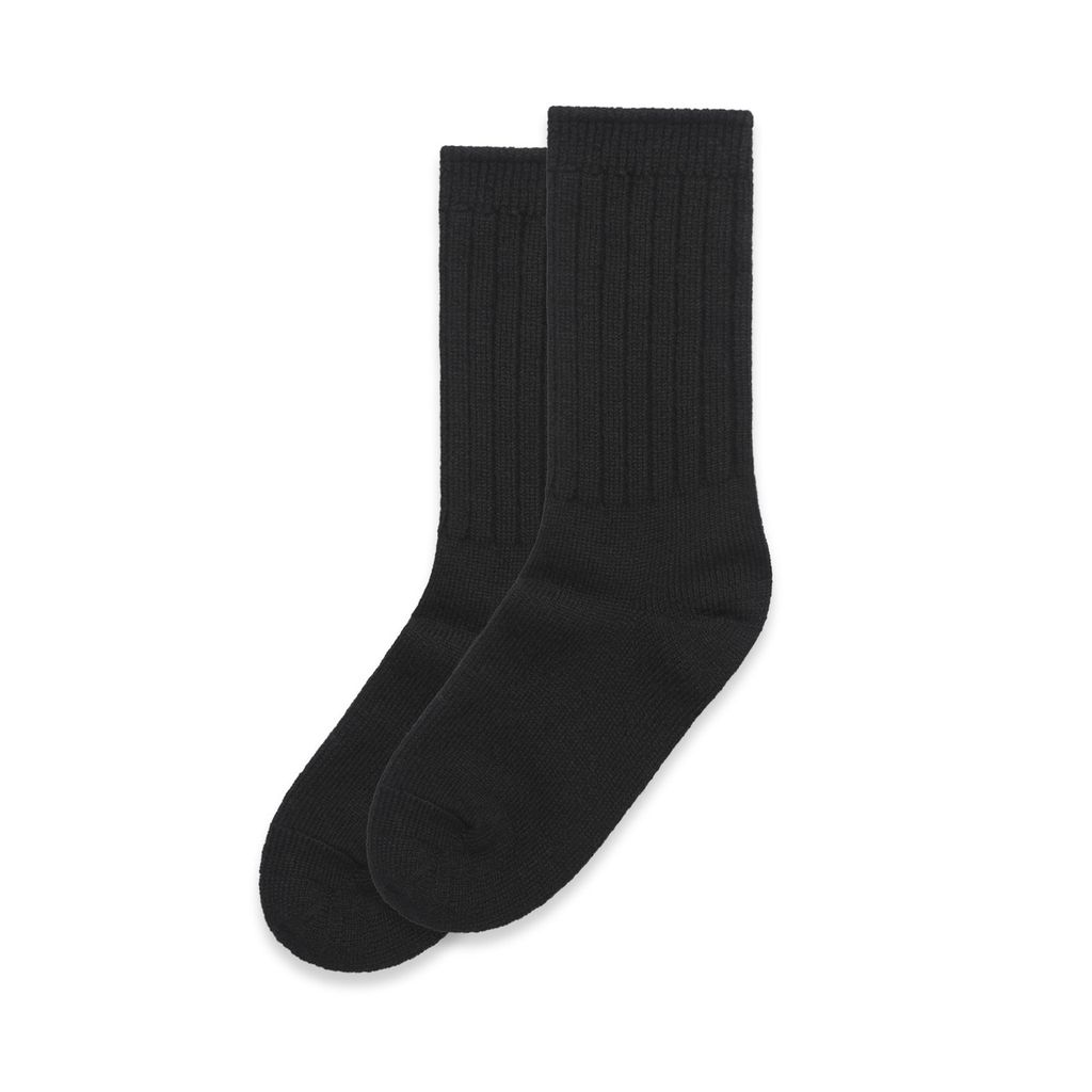 [1214-BLACK-4-8] Knit Socks (2 Pairs) - 1214 (4-8 US, Black)